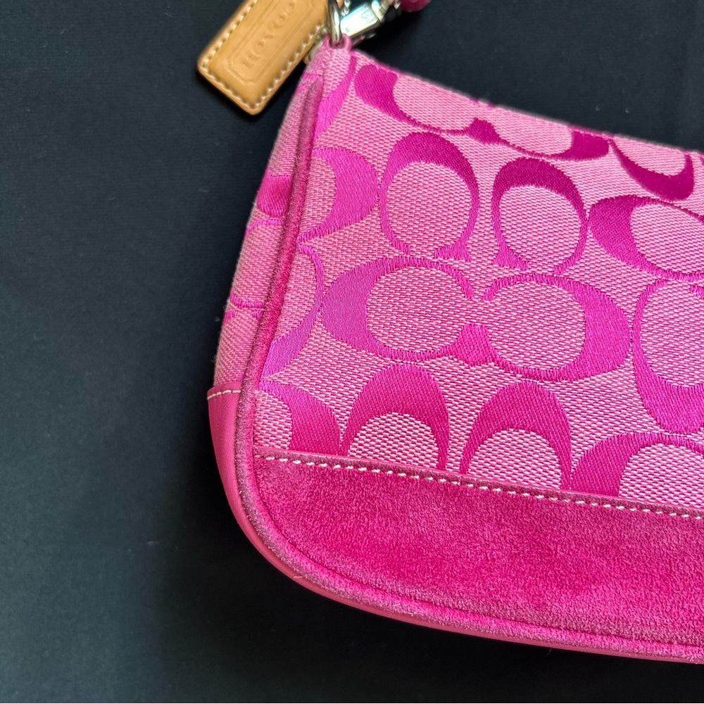 Coach HOT PINK Signature Logo Demi Mini Canvas bag - Picture 13 of 15